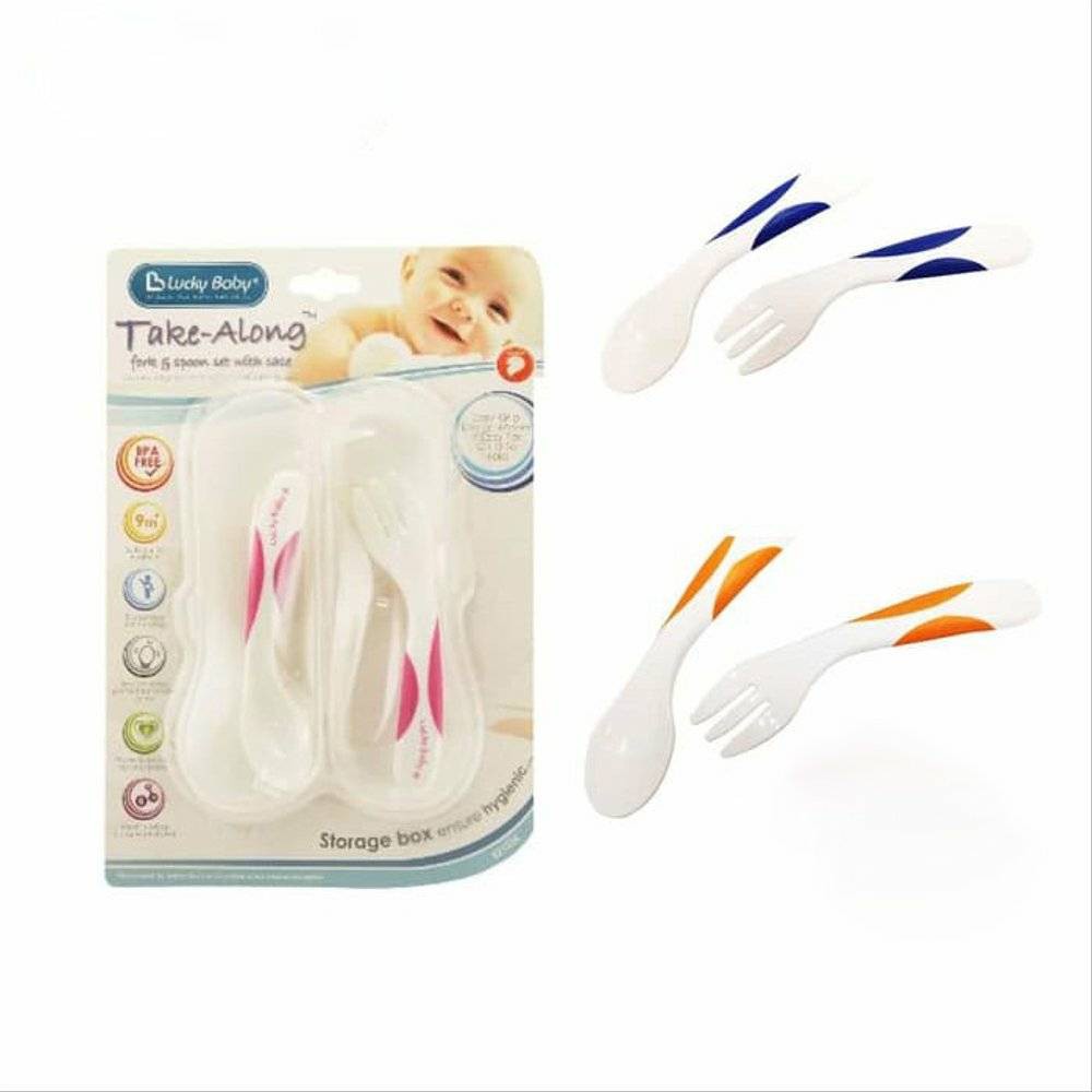 Lucky Baby Take-Along Fork &amp; Spoon Set With Case