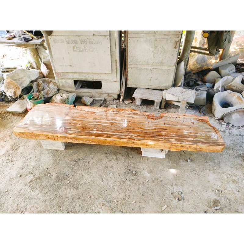 Daun Meja Batu Fosil Kayu Natural