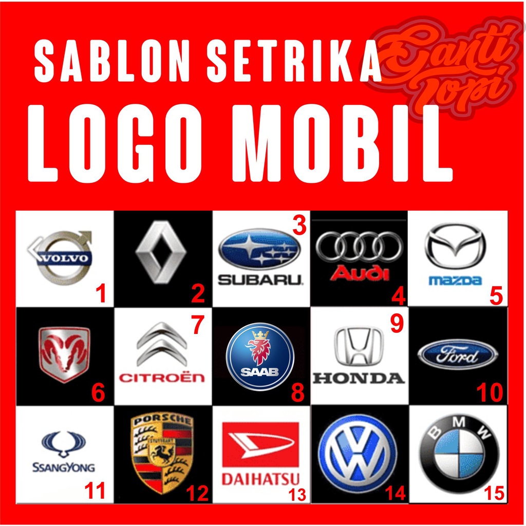 Sablon Setrika Logo Mobil - Ganti Topi