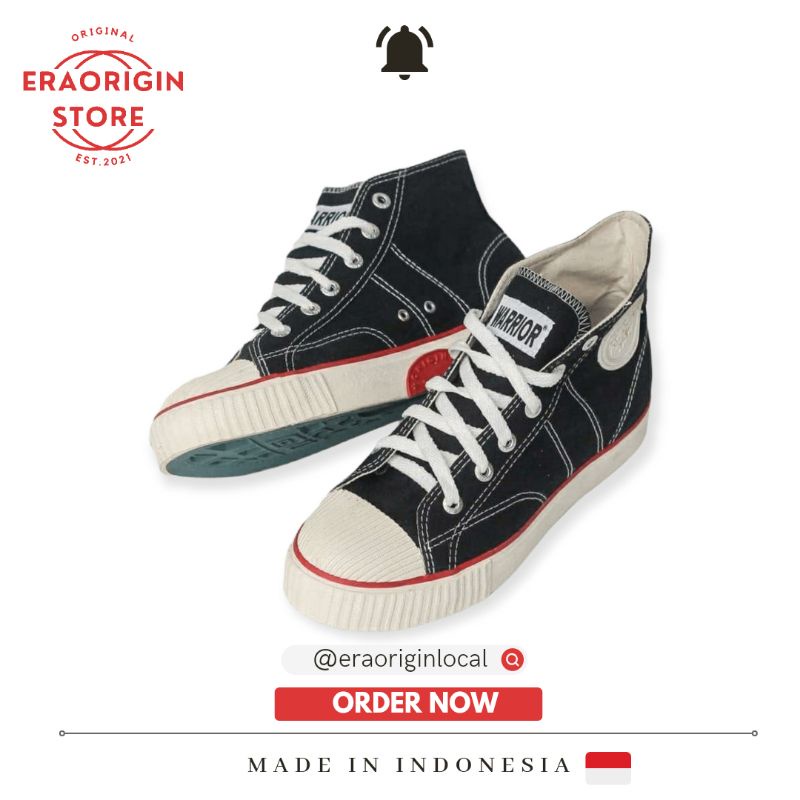 Sepatu Warrior Classic Hitam Putih High Original