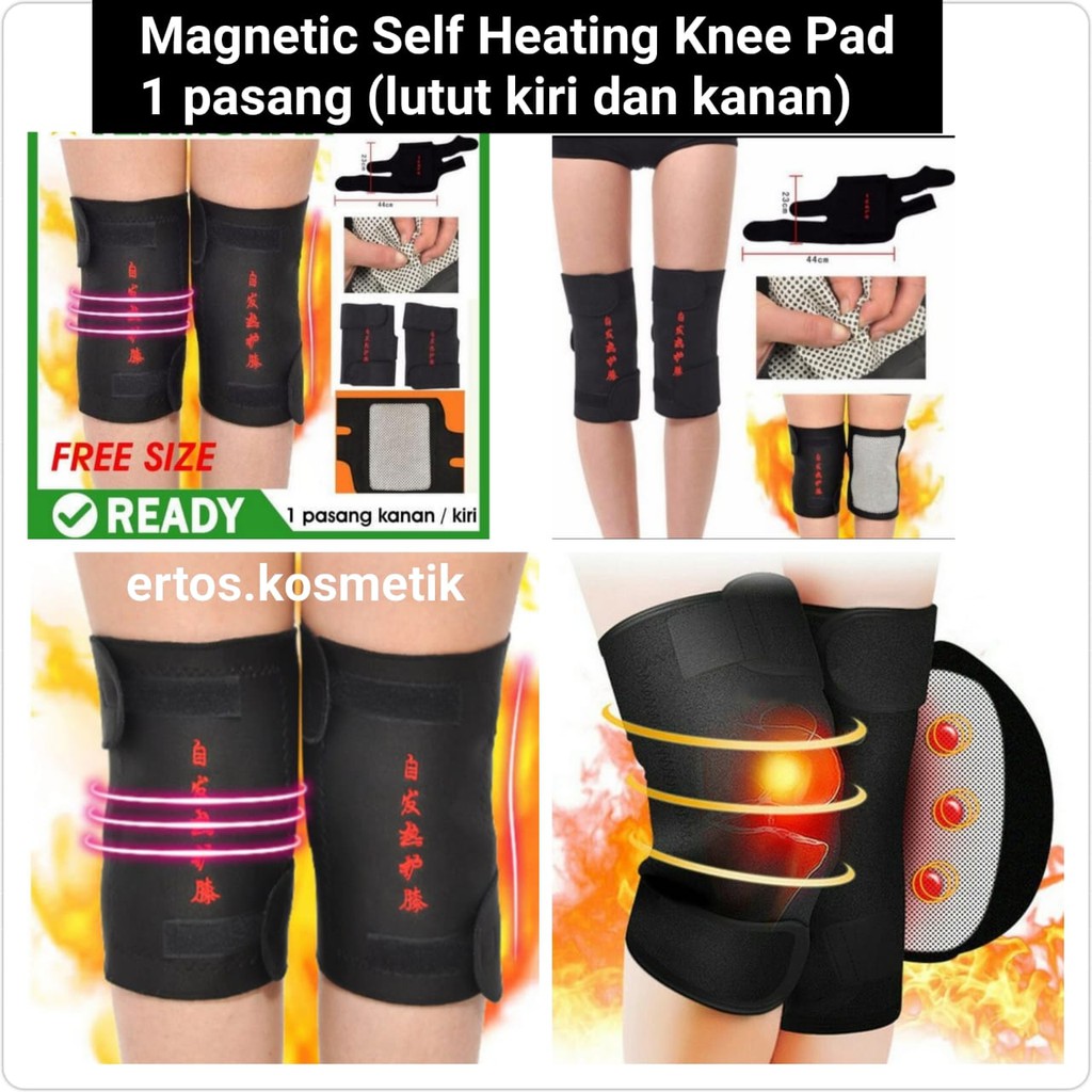 Magnetic Theraphy Self Heating Knee Pad Sabuk Magnet Terapi Pemanas Dekker Deker Lutut Ori 2 Buah