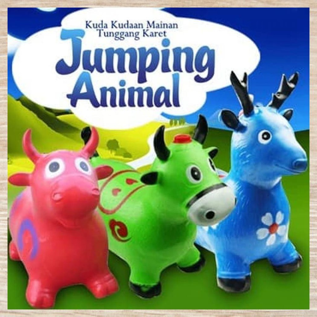 JUMPING ANIMAL MUSIC KUDA KUDAAN KARET UKURAN JUMBO ADA MUSIK & LAMPU - BIRU