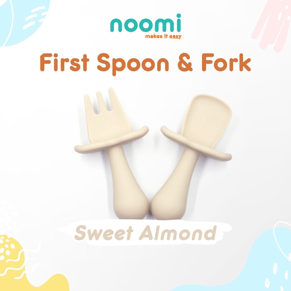 Noomi SIlicone First Spoon &amp; Fork Set - Sendok Bayi