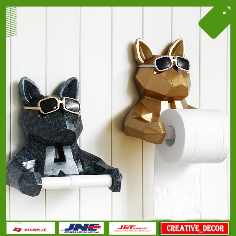 Tempat Tisu Estetik Lucu Nordic Bathroom Wall-mounted Toilet Paper Holder Creative Animal Dog Cat Re