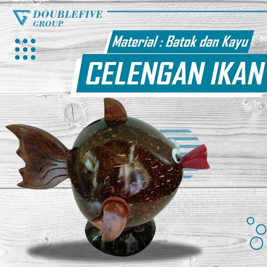 CELENGAN DAN TABUNGAN BATOK BENTUK HEWAN IKAN CANTIK 18x20x15 cm - DEKORASI PAJANGAN RUMAH