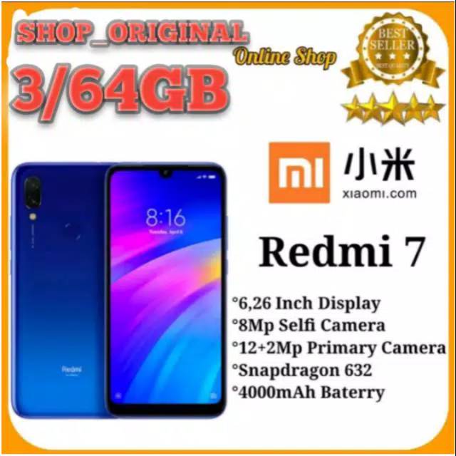 Xiaomi Redmi 7 Ram 3Gb Rom 64GB - Garansi Distributor