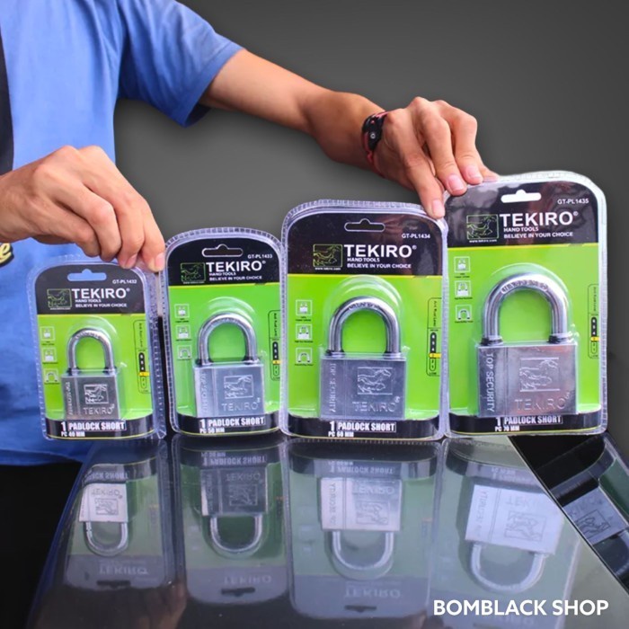 TEKIRO Kunci Gembok Leher Pendek 60mm 60 mm Padlock Short Chrome Putih