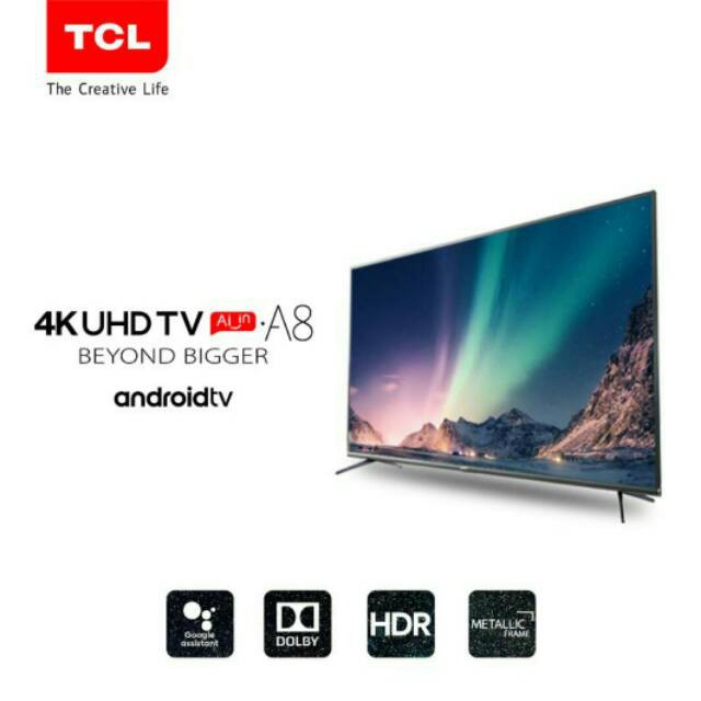 Led Tv TCL 55 inch 55inch 55A8 A8 UHD Smart Android Digital Google Assistan bandung only