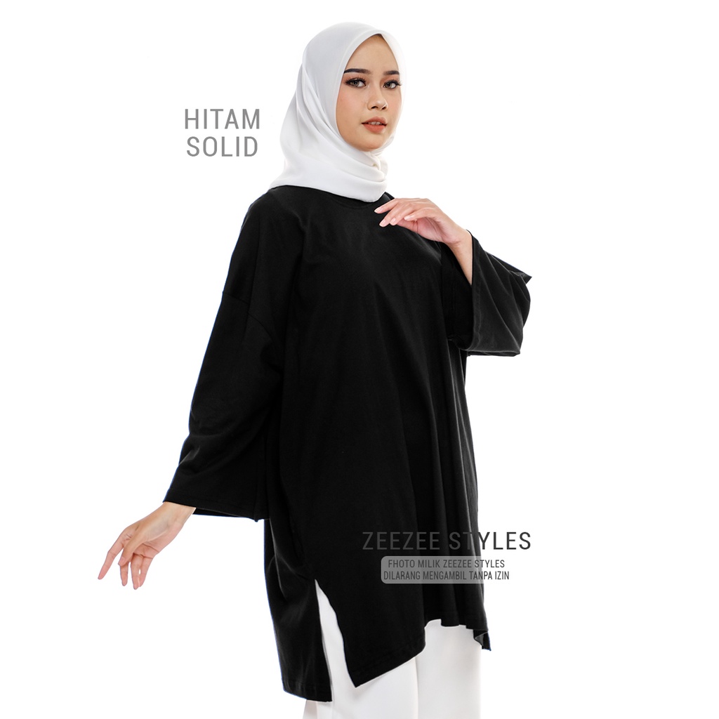 TERLARIS - Kaos Oversize Wanita Lengan Panjang Jumbo LD 130 Warna Hitam