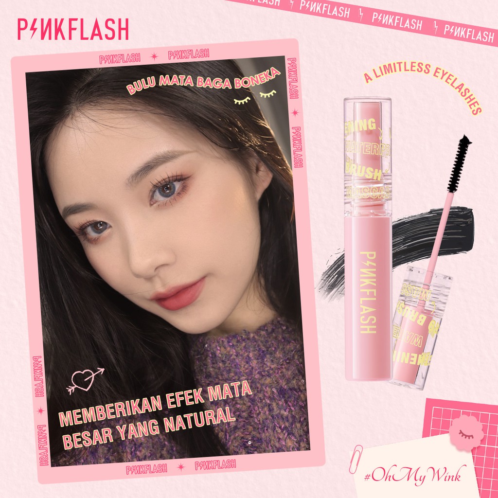 PINKFLASH OhMyWink Length Curled Maskara Ultrathin Fibre Waterproof Limitless Eyelash Skinny Mascara Terlihat Natural dan Tidak Membuat Bulu Mata Turun