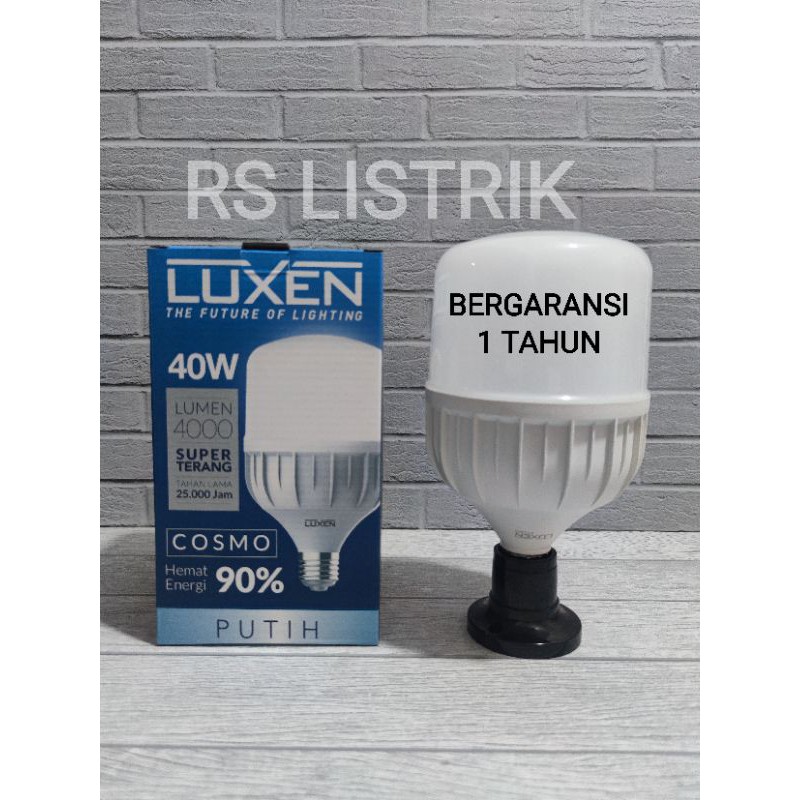 LUXEN COSMO LAMPU BOHLAM LED BULB 40W 40 WATT PUTIH 6500K COOL DAYLIGHT CAPSULE TABUNG