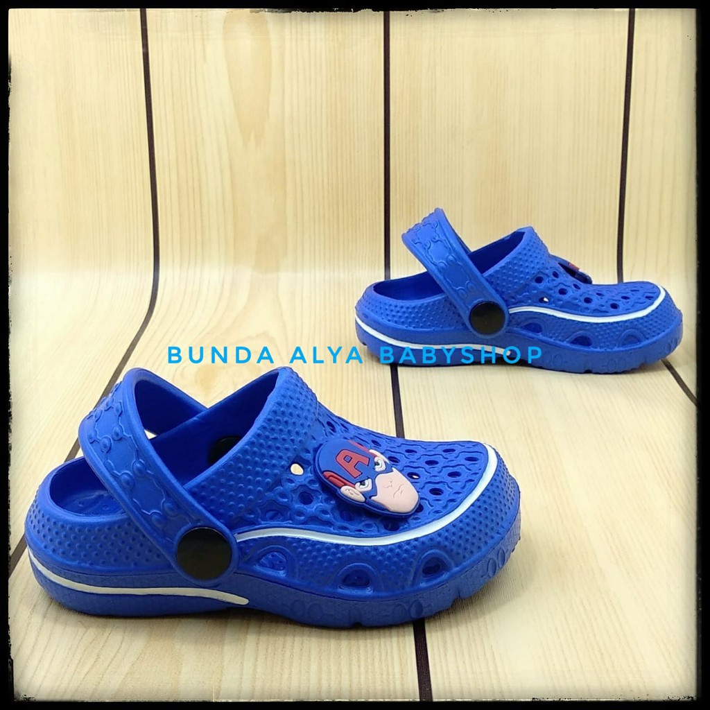 Sendal  Bayi Usia 6 - 12 Bulan Karet NAVY - Sepatu Sandal Anak Cowok Anti Licin Superhero Size 18 - 19