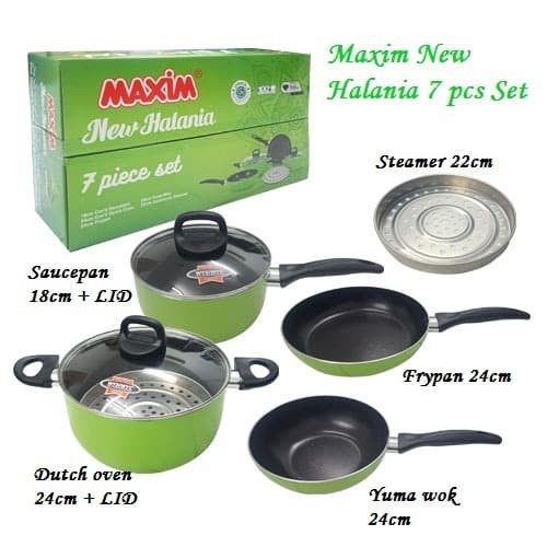 Maxim New Halania 7Pcs Set Cookware Wajan Penggorengan Anti Lengket