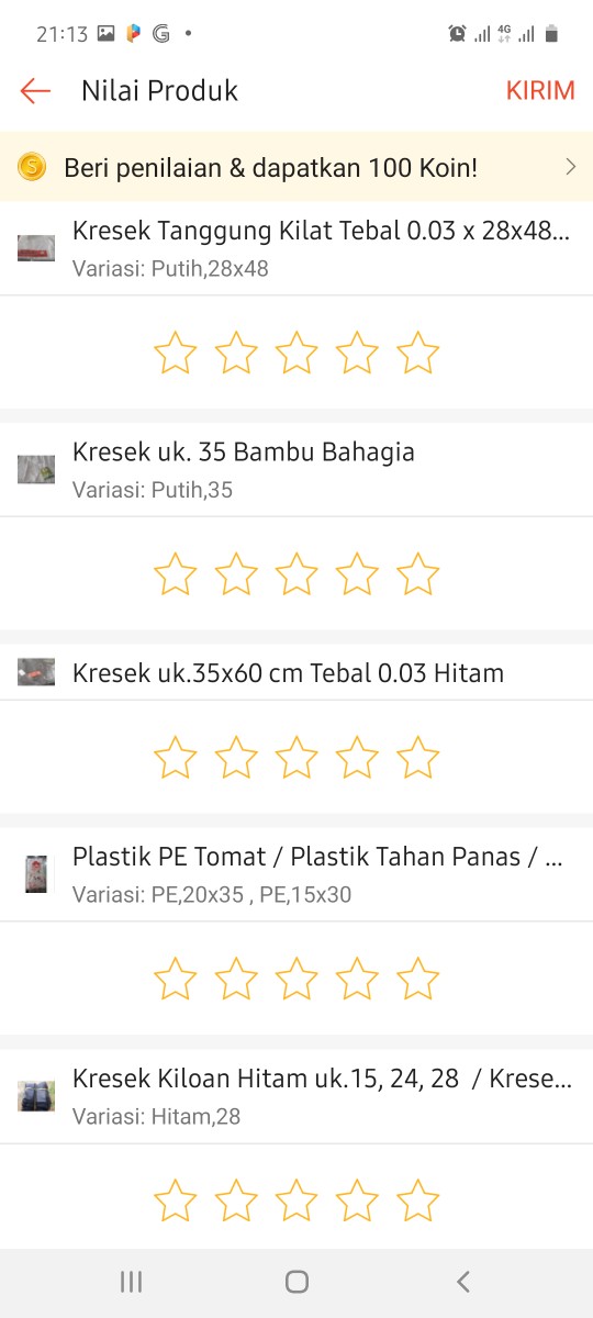 Kresek Uk. 35 Bambu Bahagia / Galaxy