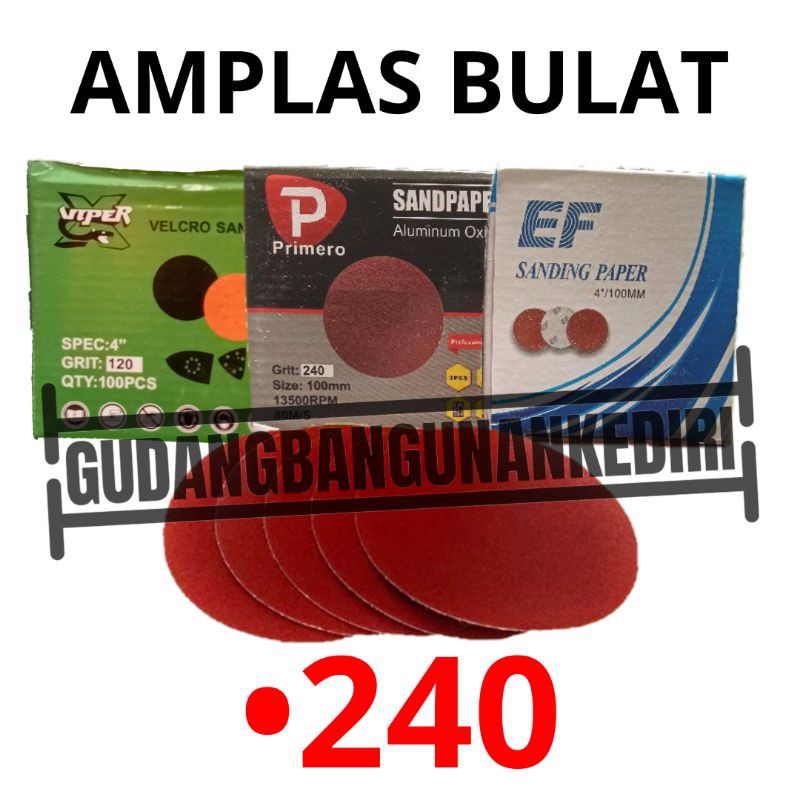 amplas bulat 4&quot; kertas gosok bulat 4&quot; grit 240 amplas gerinda 4&quot; sanding disc velcro 4&quot; amplas bulat