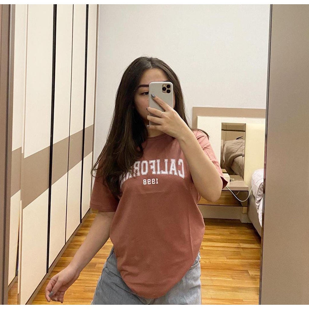 KAOS DUSTY ROSE OVERSIZE DAN ALLSIZE| BAJU TSHIRT TUMBLR TEE PINK KOREAN KOREA STYLE PENDEK WANITA CALIFORNIA SELF LOVE