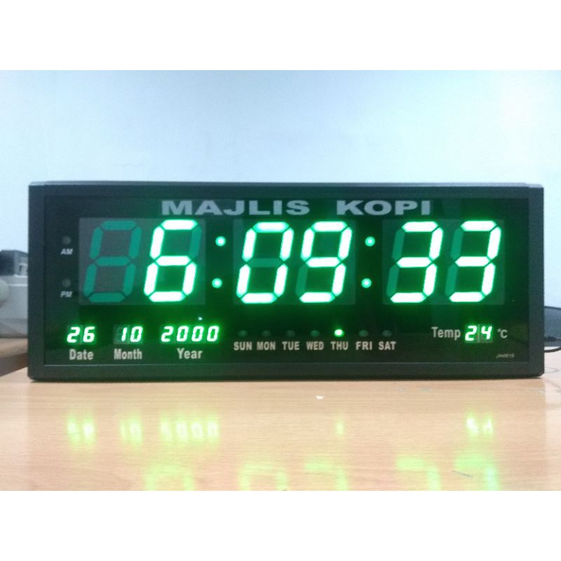 JAM DINDING DIGITAL Sonifer SMS-4819 LED HIJAU / BIRU 48 x 19 cm (+) FREE CUSTOM NAMA