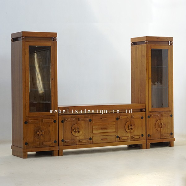 Lemari Display Bufet TV Minimalis Jati, Lemari TV Minimalis Jati