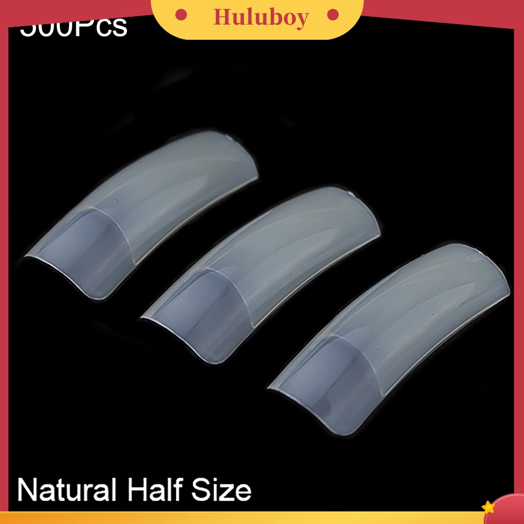 Huluboy Huluboy♡ 500 Pcs Kuku Palsu Bahan Akrilik Gaya Perancis Untuk Nail Art