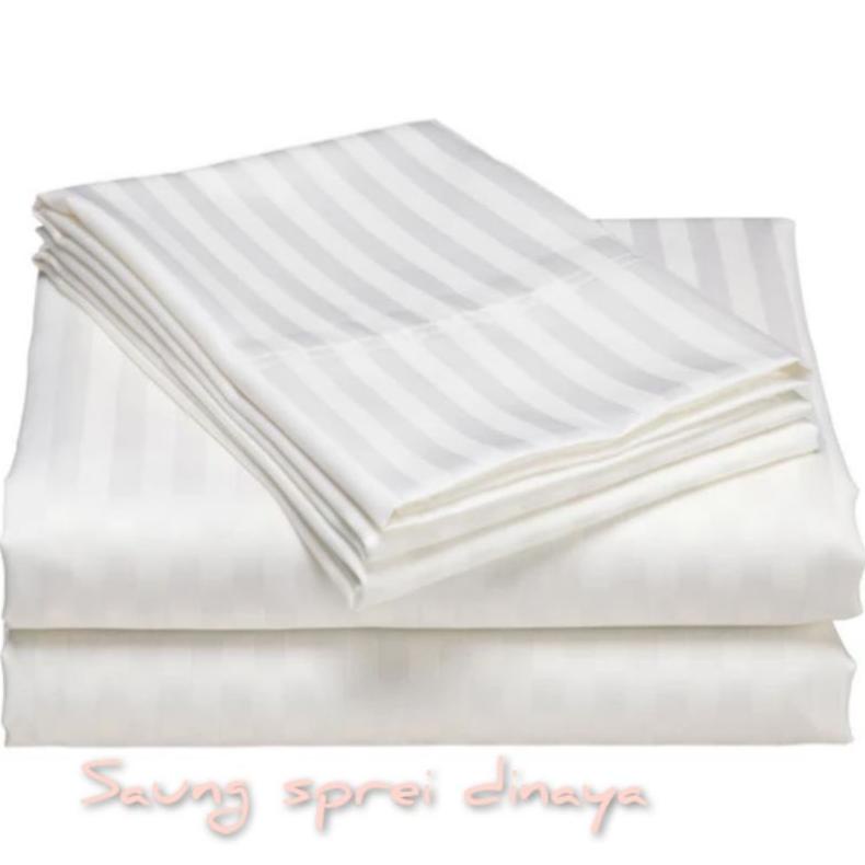 SPREI HOTEL SPREI ONLY | SPREI SAJA TANPA SARUNG BANTAL | SPREI SALUR PUTIH GARIS PUTIH | KATUN PREM