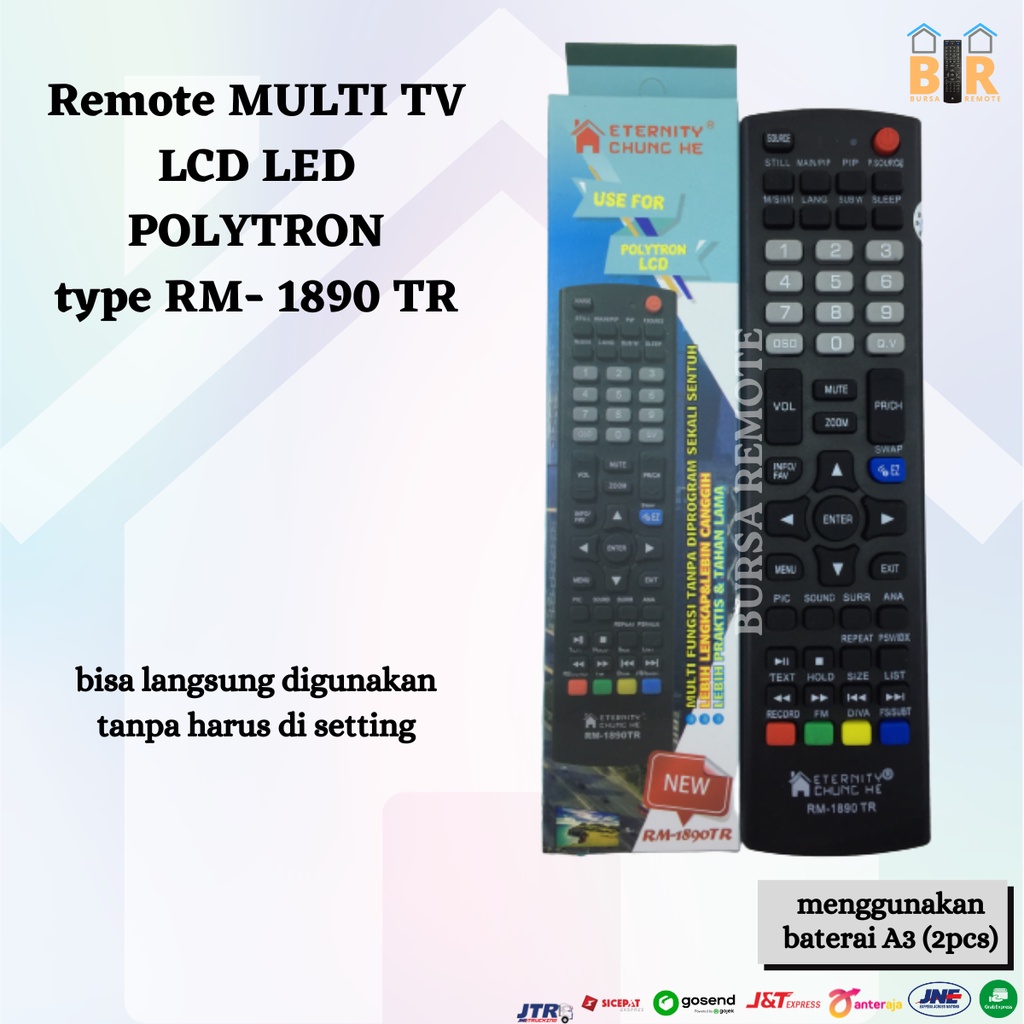 Remot Remote Polytron Multi TV CINEMAX BAZZOKE XCEL 1890 &amp; 81/191 tanpa setting