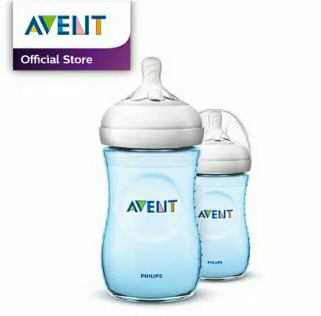 Botol Susu Philips Avent Natural PP 260 Ml Blue Isi 2 Bottle SCF 695/23x2