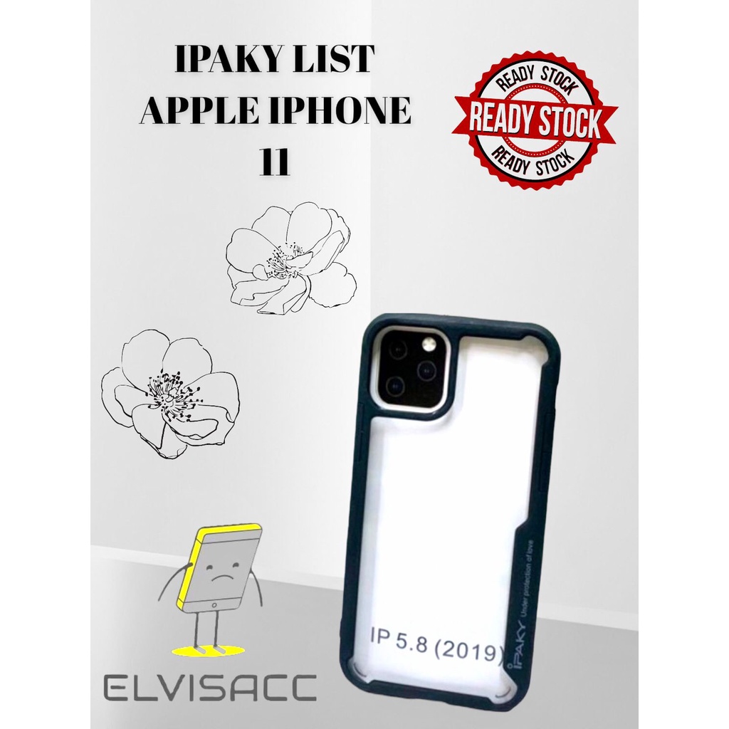 CASE IPHONE 11 IPAKY SOFTHARD LIST BLACK BACKCASE WARNA HITAM FOR APPLE IPHONE 11