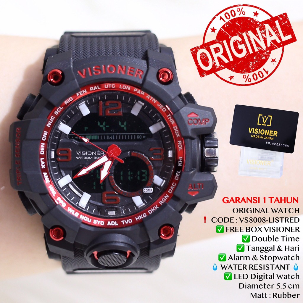 Jam Tangan Pria Digital VISIONER ORIGINAL WATCH FREE BOX Tahan Air VS8008