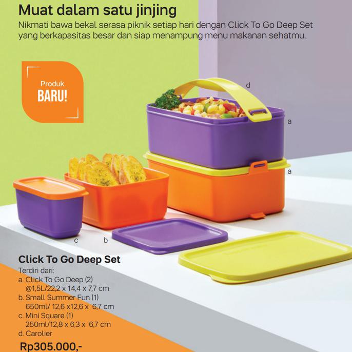 Tupperware Click To Go Deep Set Tinggi Klik Clic Clik Clic Ctg T P Baru Shopee Indonesia