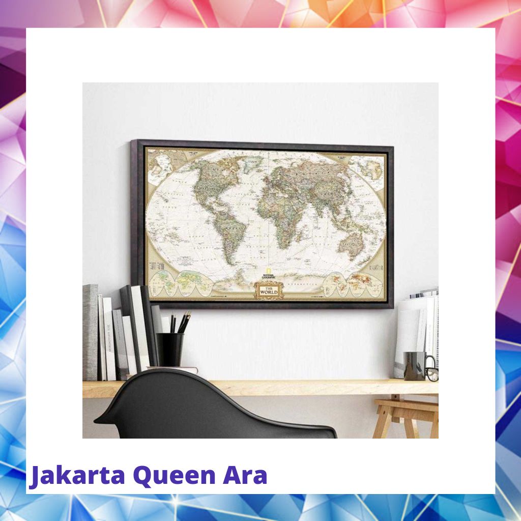 Poster Peta Dunia Large Vintage World Map 104 x 69 cm - N40