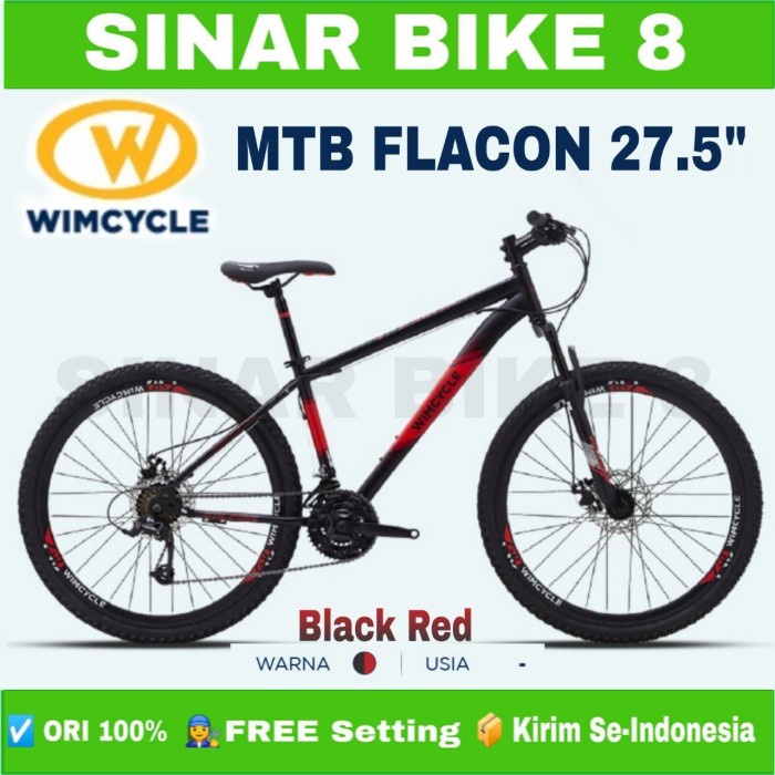 Sepeda Gunung MTB WIMCYCLE FALCON Ukuran 27.5 Inch 3x8 Speed Rem Cakram