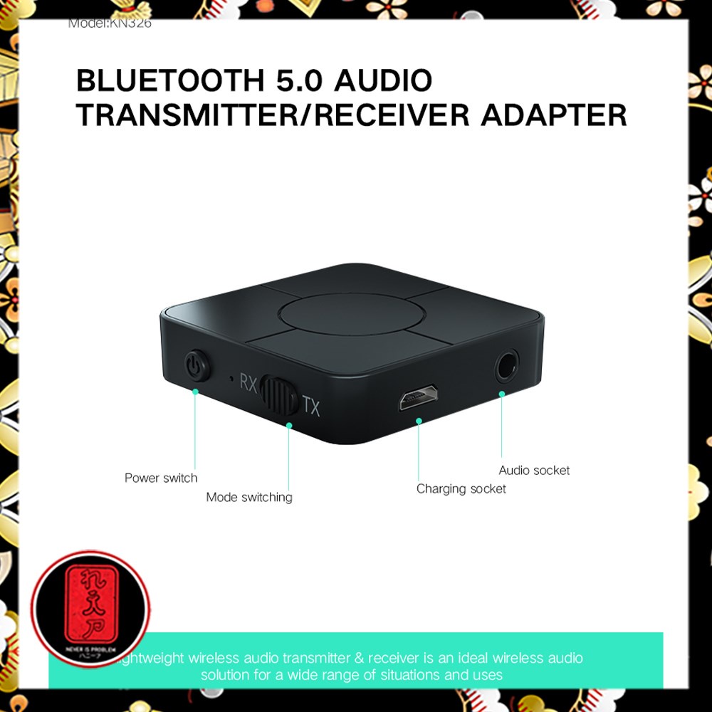 TaffSTUDIO 2 in 1 Audio Bluetooth 5.0 Transmitter &amp; Receiver 3.5mm - KN326 - Black