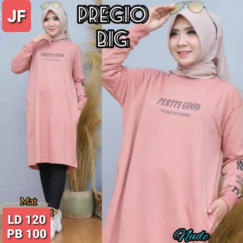 JF Atasan Tunik Kaos Babyterry Jumbo Xxl Wanita Muslimah Terbaru PERTTY GOOD LD 120 PB 100