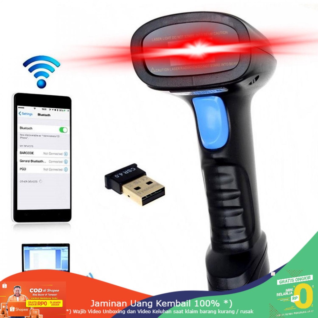 (BISA COD) RVOSTR  Bluetooth Barcode Scanner - YK-BW3