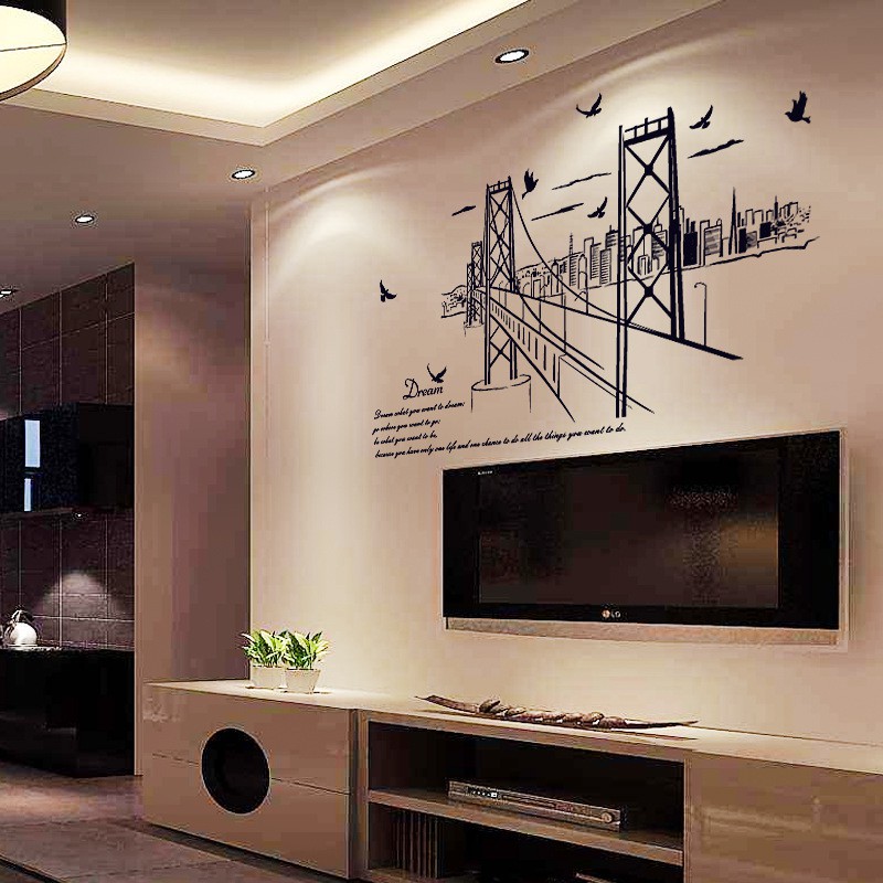 Reliza Wall Sticker San Francisco Bridge Stiker Dinsing Jembatan Kota LDR