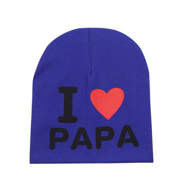 TOPI KUPLUK BAYI / TOPI ANAK UNISEX LUCU ( I LOVE MAMA / I LOVE PAPA )-I❤Papa - Biru