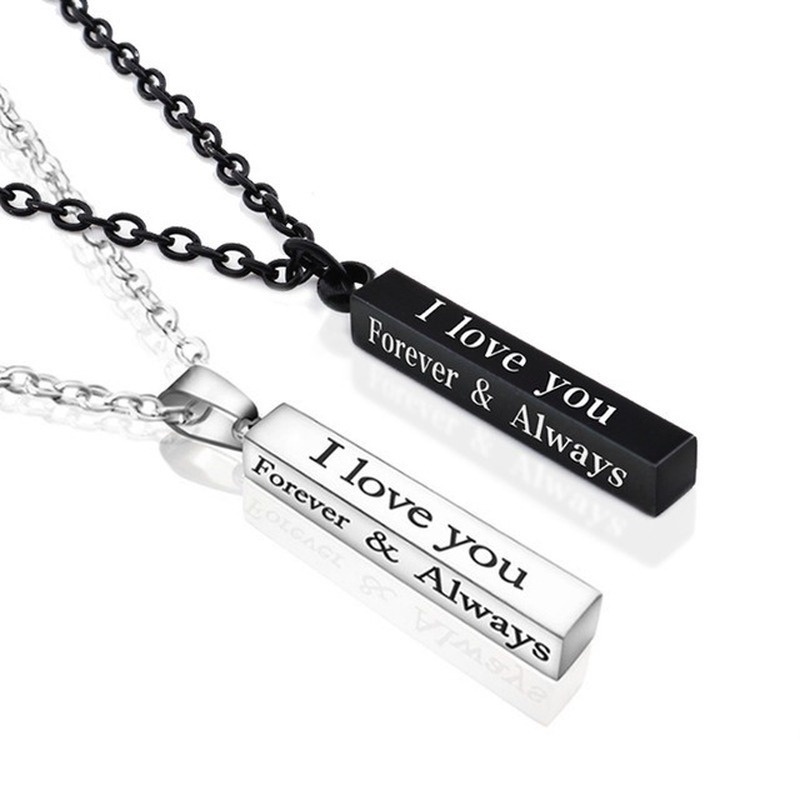 Kalung Liontin Tulisan I LOVE YOU Bahan Titanium Steel 316l Untuk Pria Dan Wanita