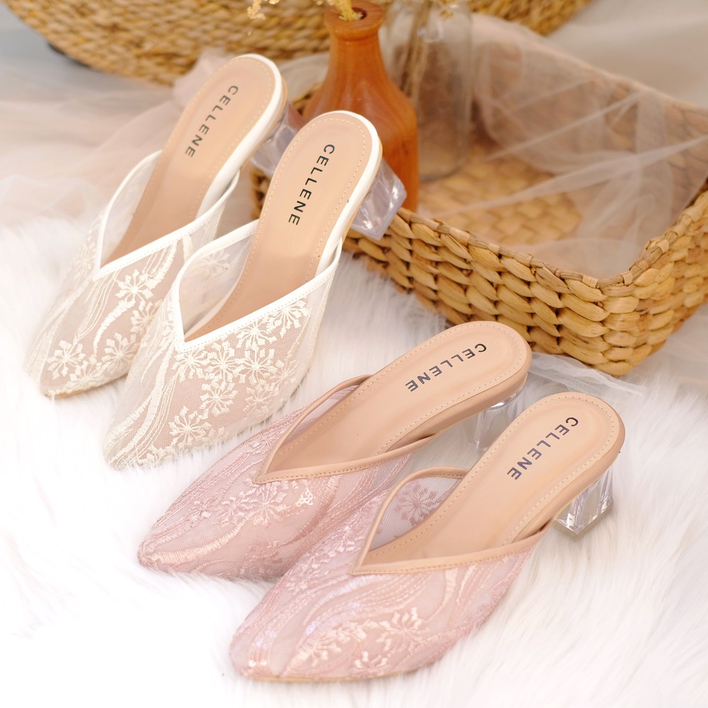 CELLENE Odelia Lace Heels / brukat heels glass 5cm wedding shoes