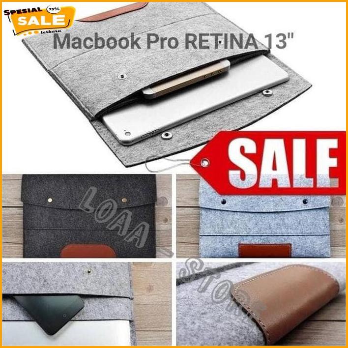 Termurah- Sleeve macbook / Case macbook / Macbook Pro 13 / Tas macbook / wool - Abu-abu Muda -Paling