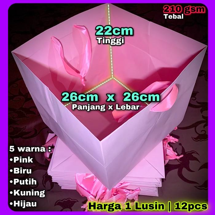 

Goodiebag Paper Bag 5 Warna / Paperbag Cake Kue Nasi Kotak Bento 26X26X22/1Lusin