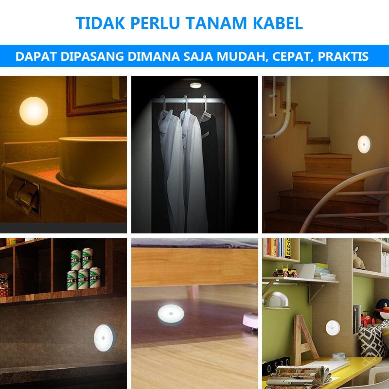 LAMPU LED SENSOR GERAK OTOMATIS ON OFF 8 LED / LAMPU LEMARI SENSOR / LAMPU TIDUR LED INDUCTION NIGHT LIGHT