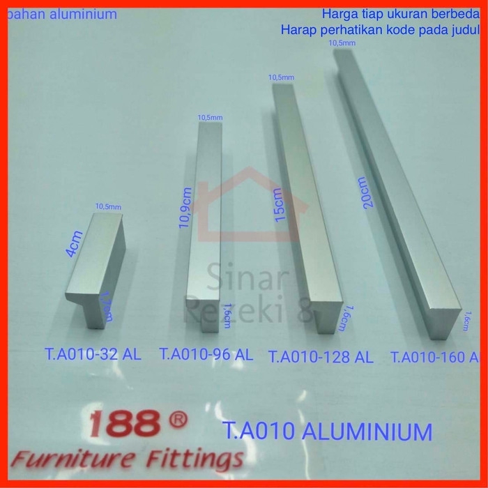 Tarikan A010 32 Aluminium Handle Laci Pintu Lemari 