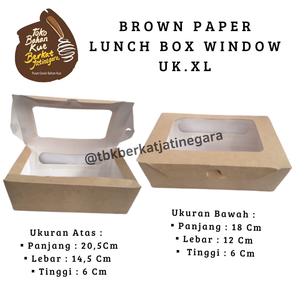 BROWN PAPER LUNCH BOX WINDOW UK. XL / LUNCH BOX ISI 10 PCS