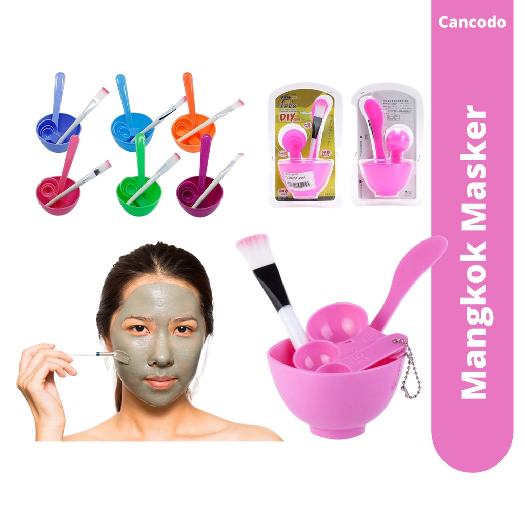 [COD] Mangkuk Plastik Masker Set 4in1 Plus Kuas Sendok Praktis &amp; Mudah digunakan untuk Meracik Masker Wajah