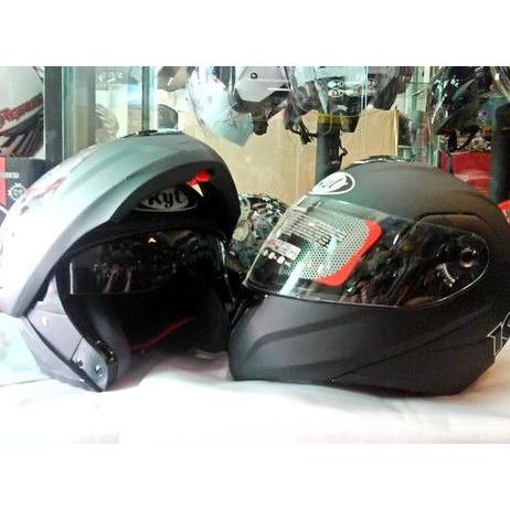 Helm KYT RRX Modular Full Face Black Fullface Visor Hitam