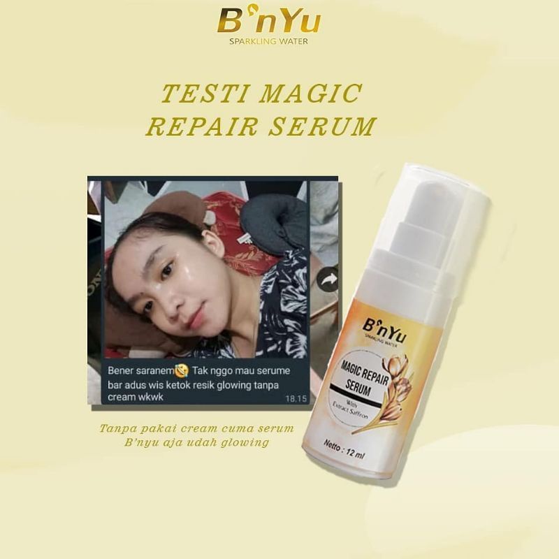 BNYU magic repair serum extract saffron | b'nYu sparkling water