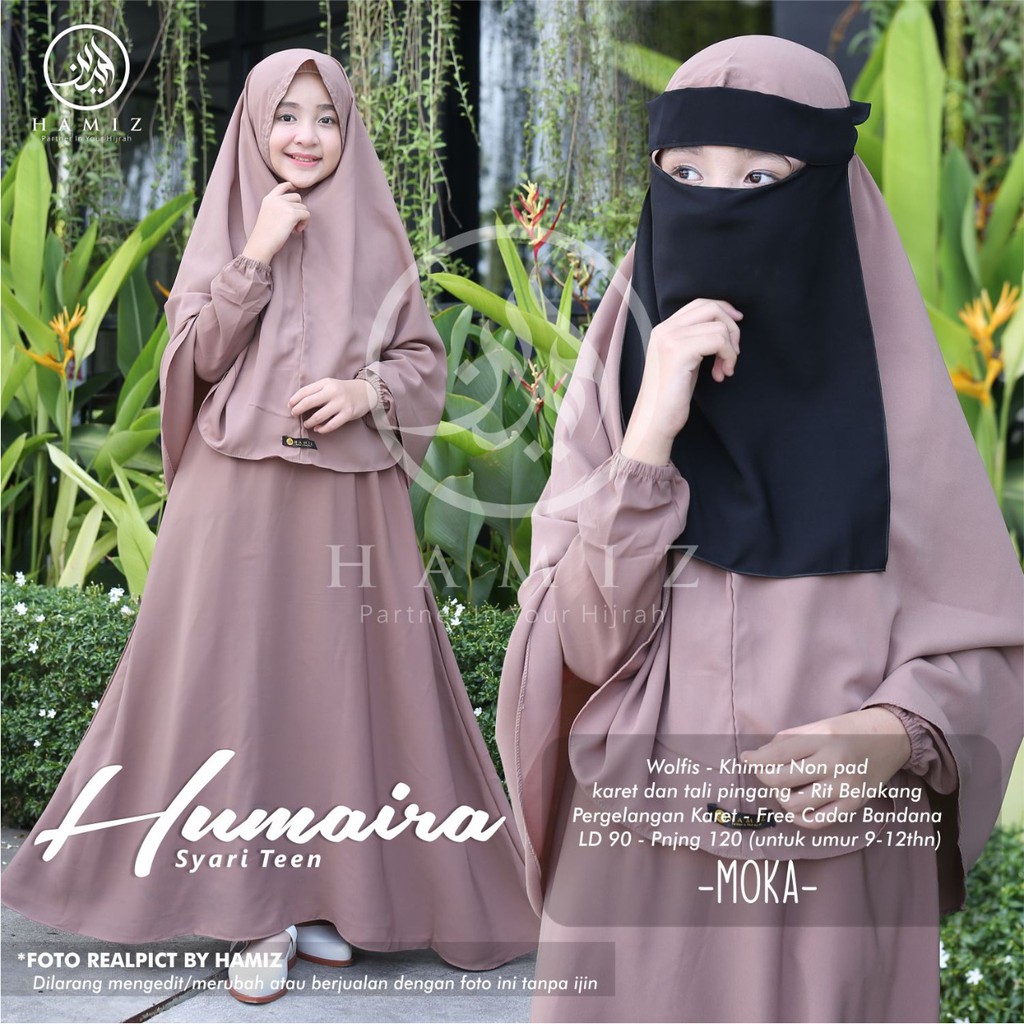 HUMAIRA KIDS SYARI ANAK TEEN gamis syari set khimar original produk by hamiz