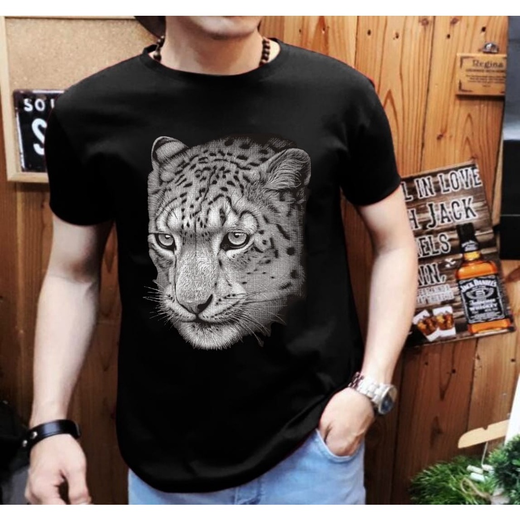 Kaos Distro Pria Lengan Pendek Motif Macan Positif MC-07 / Shalch Trendy