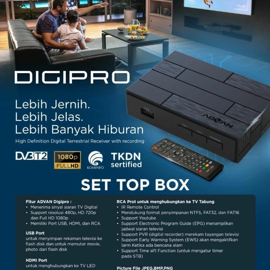 Set Top Box TV Digital DVBT2 DVB T2 Digipro STB by Advan Indonesia