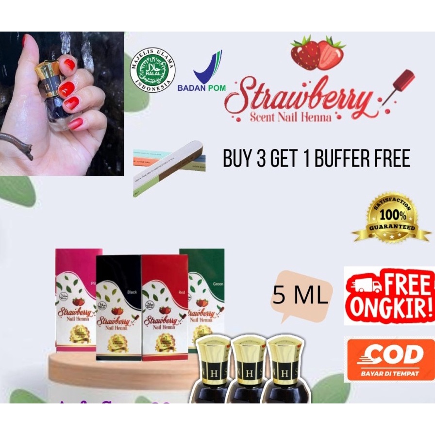 Kutek henna Strawberry Nail Henna Kutek Henna 15ml dan 5ml